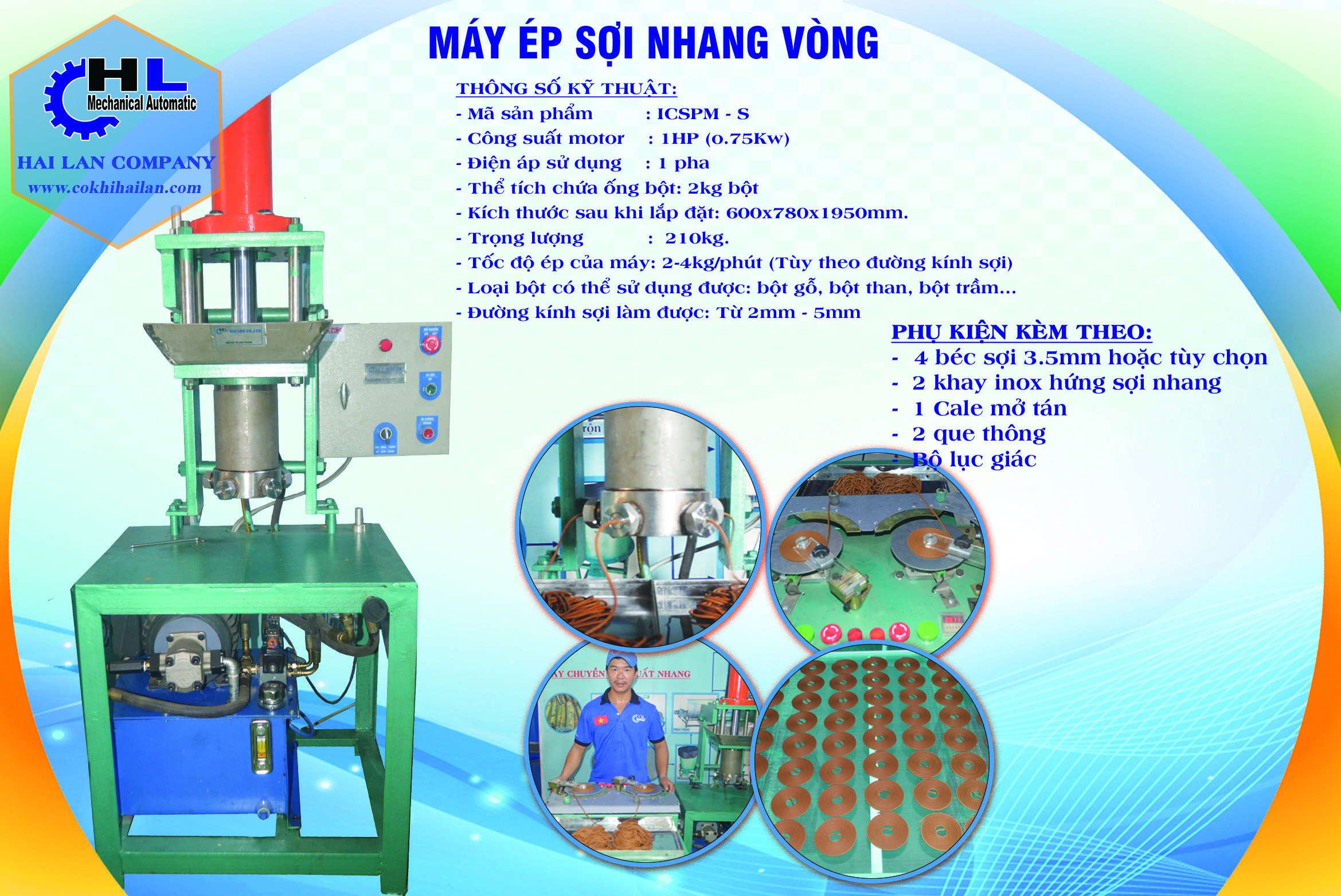 Máy ép sợi tự động ra dây làm nhang vòng