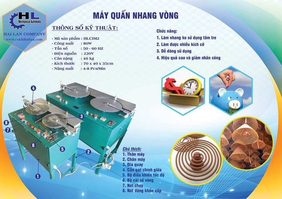 Máy quấn tự động làm ra nhang vòng 2 mâm