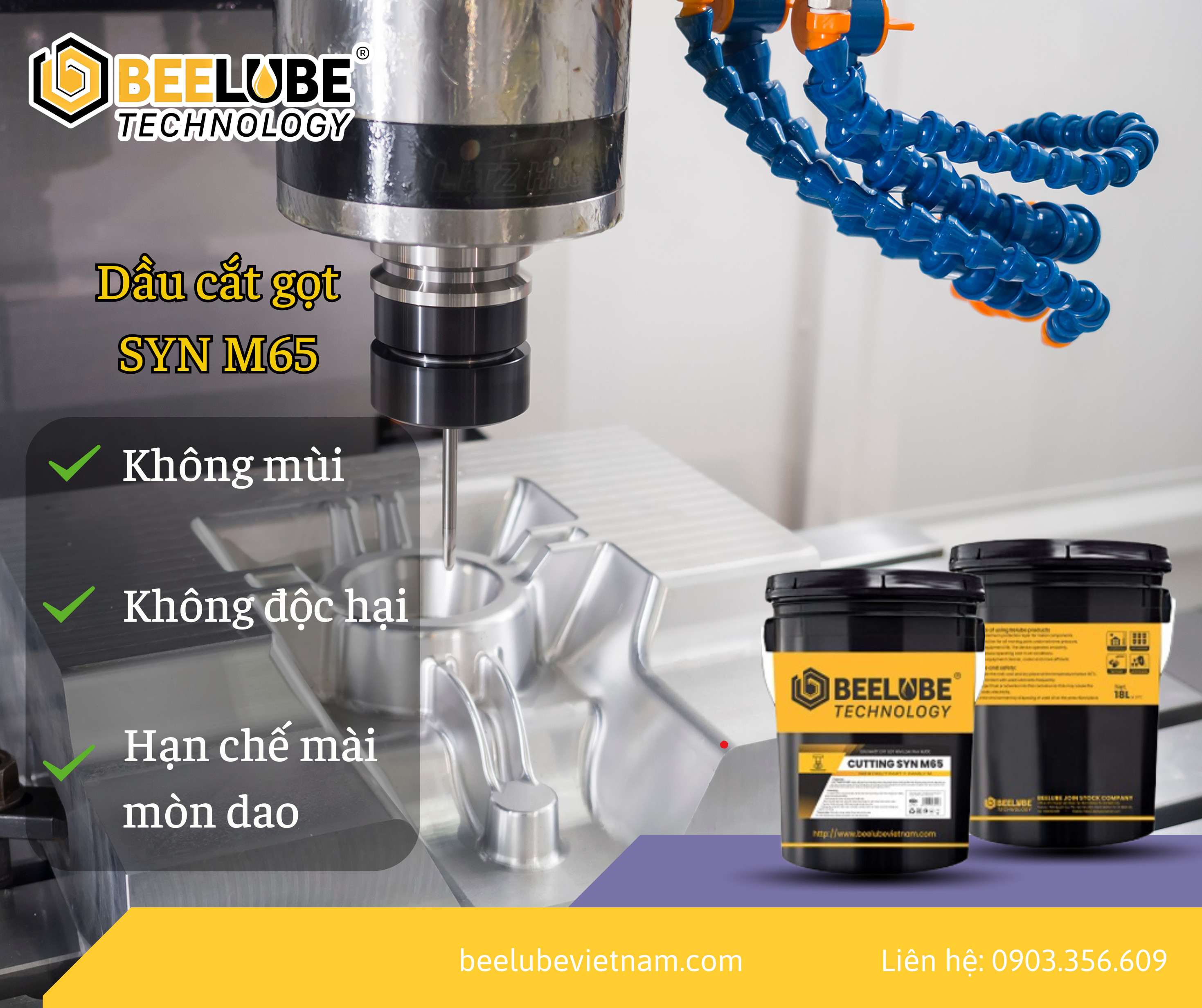 Dầu Cắt Gọt Kim Loại Beelube Cutting Syn M65 không hôi ,không gây ngứa