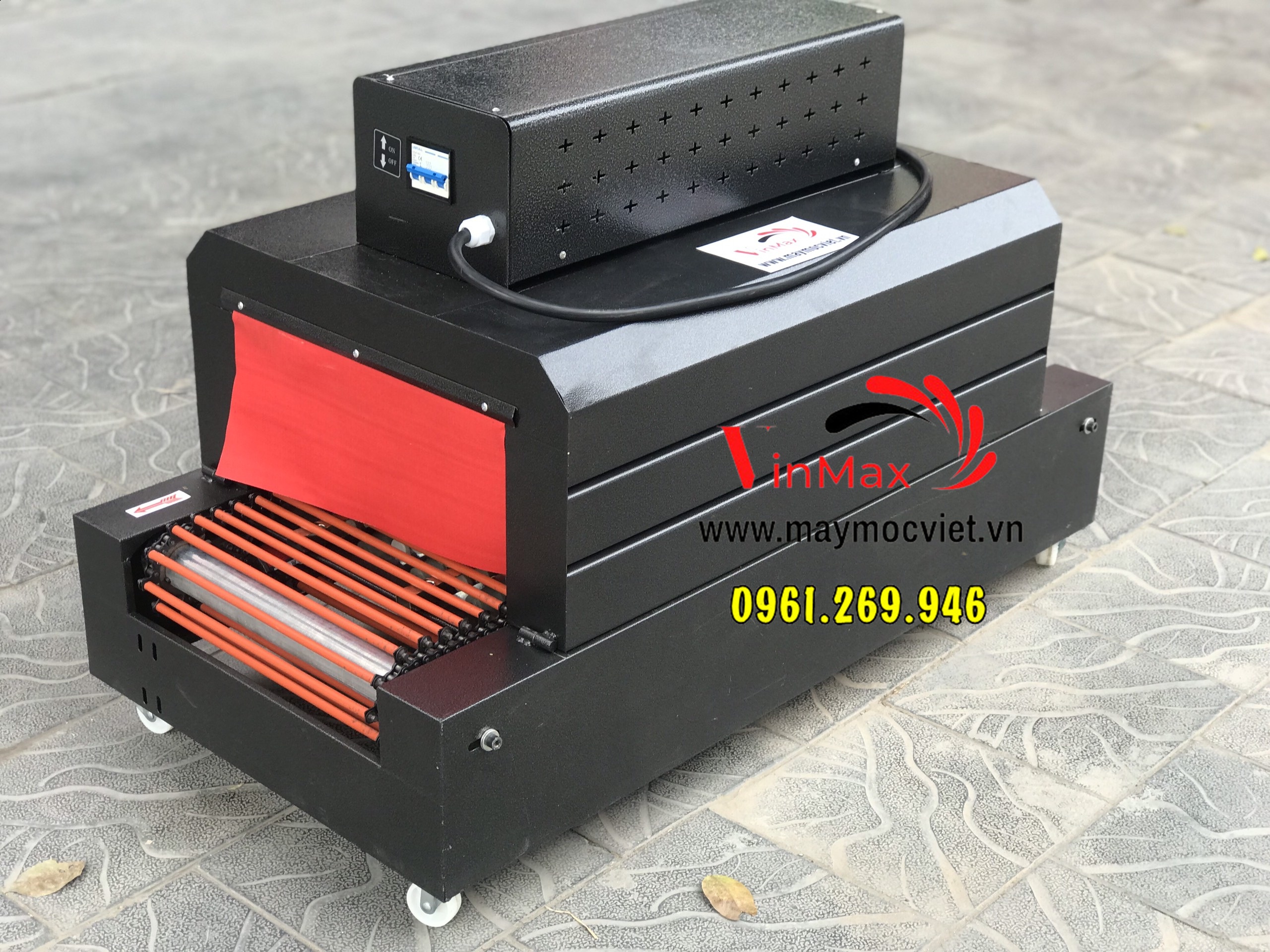 Máy co màng bát đĩa, chai lọ hộp đựng mỹ phẩm kích thước 40x20