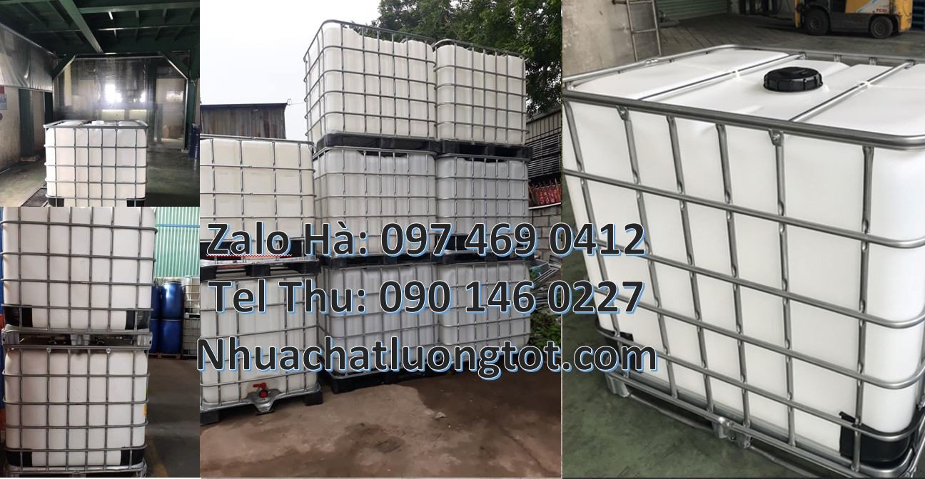 Bán thùng nhựa vuồng ibc màu trắng,thùng nhựa lớn 1000l có khung thép