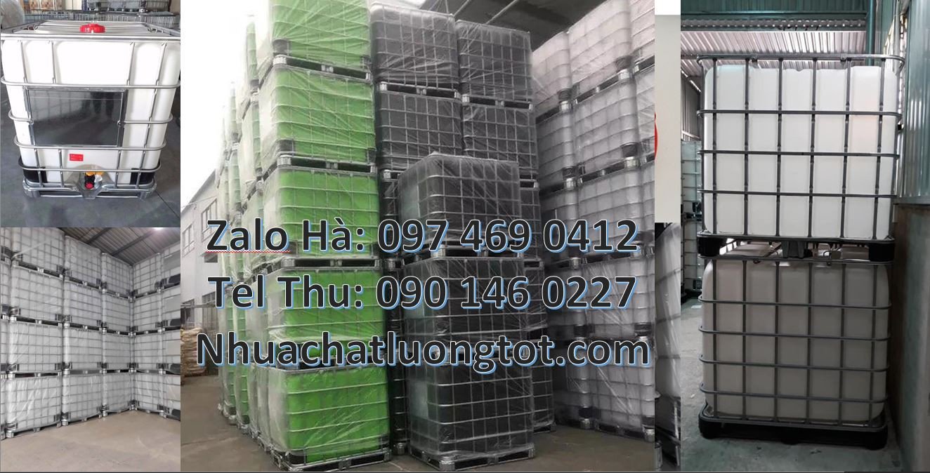Bán thùng nhựa vuồng ibc màu trắng,thùng nhựa lớn 1000l có khung thép
