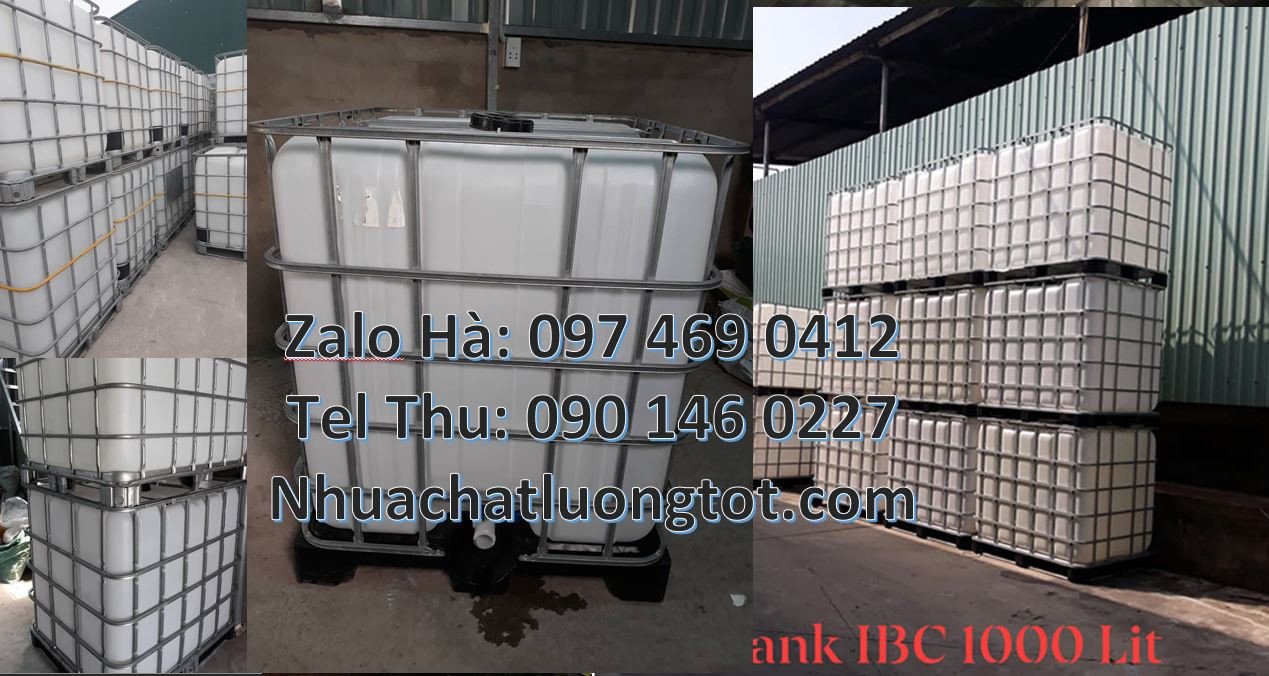 Bán thùng nhựa vuồng ibc màu trắng,thùng nhựa lớn 1000l có khung thép