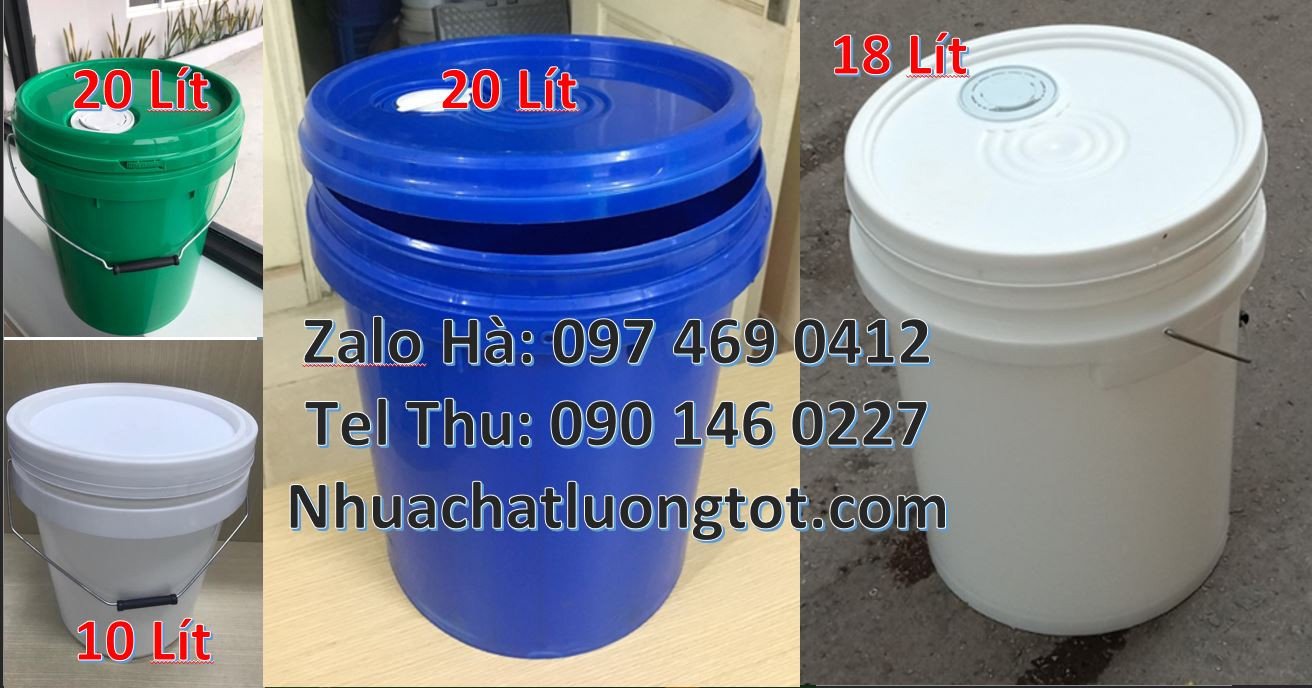 Bán thùng đựng sơn 20l màu xanh,thùng đựng nước 25l màu trắng giá rẻ