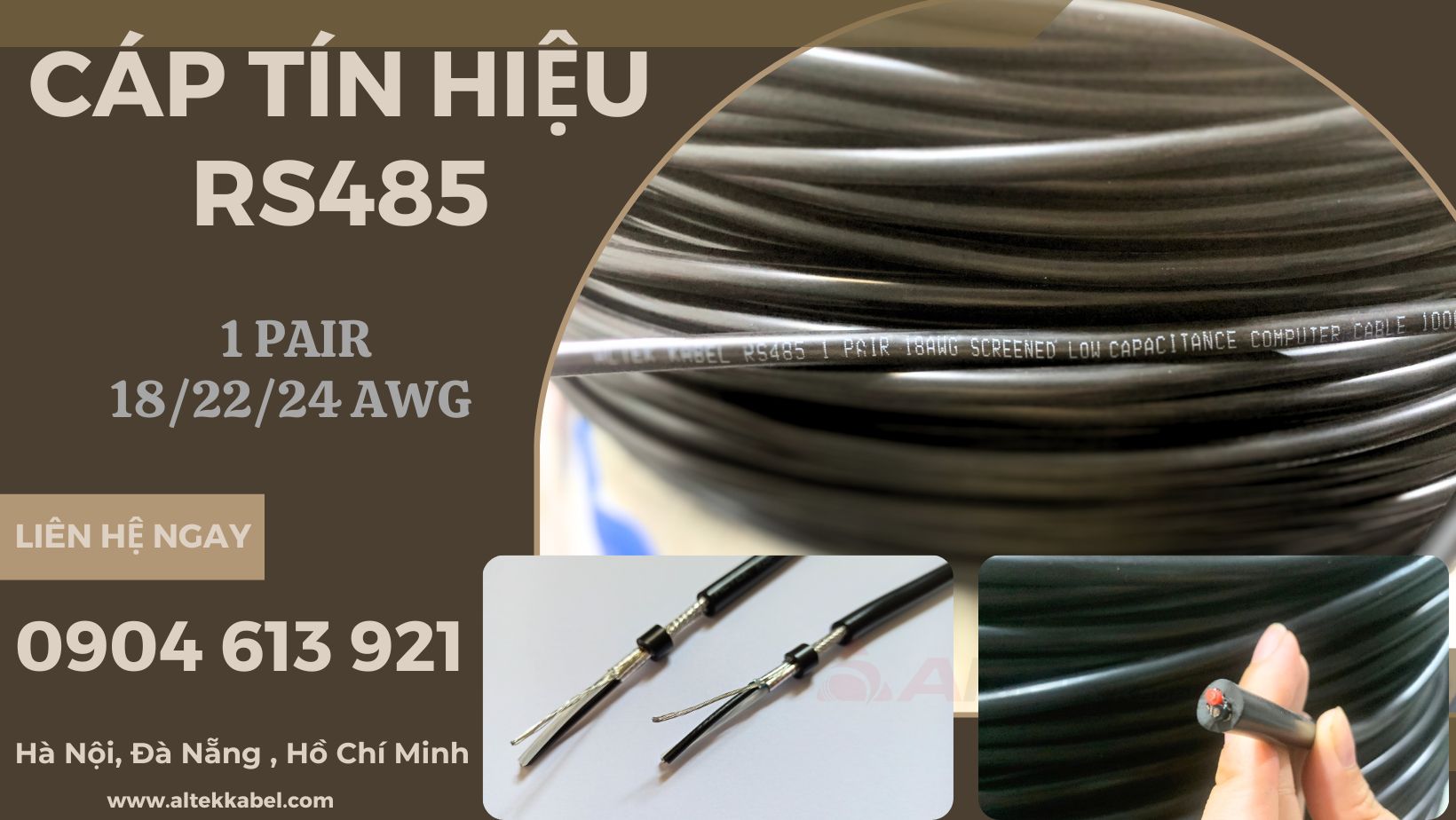 Cáp tín hiệu chống nhiễu RS485 vặn xoắn 18AWG 2 PAIR