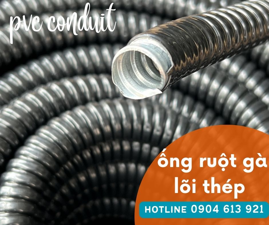 Ống ruột gà lõi thép bọc nhựa, ống kèm đàn hồi, ống thép luồn dây điện