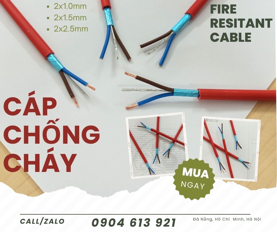 Cáp chống cháy chống nhiễu 2 lõi 1.0/1.5/2.5mm phân phối giá sỉ