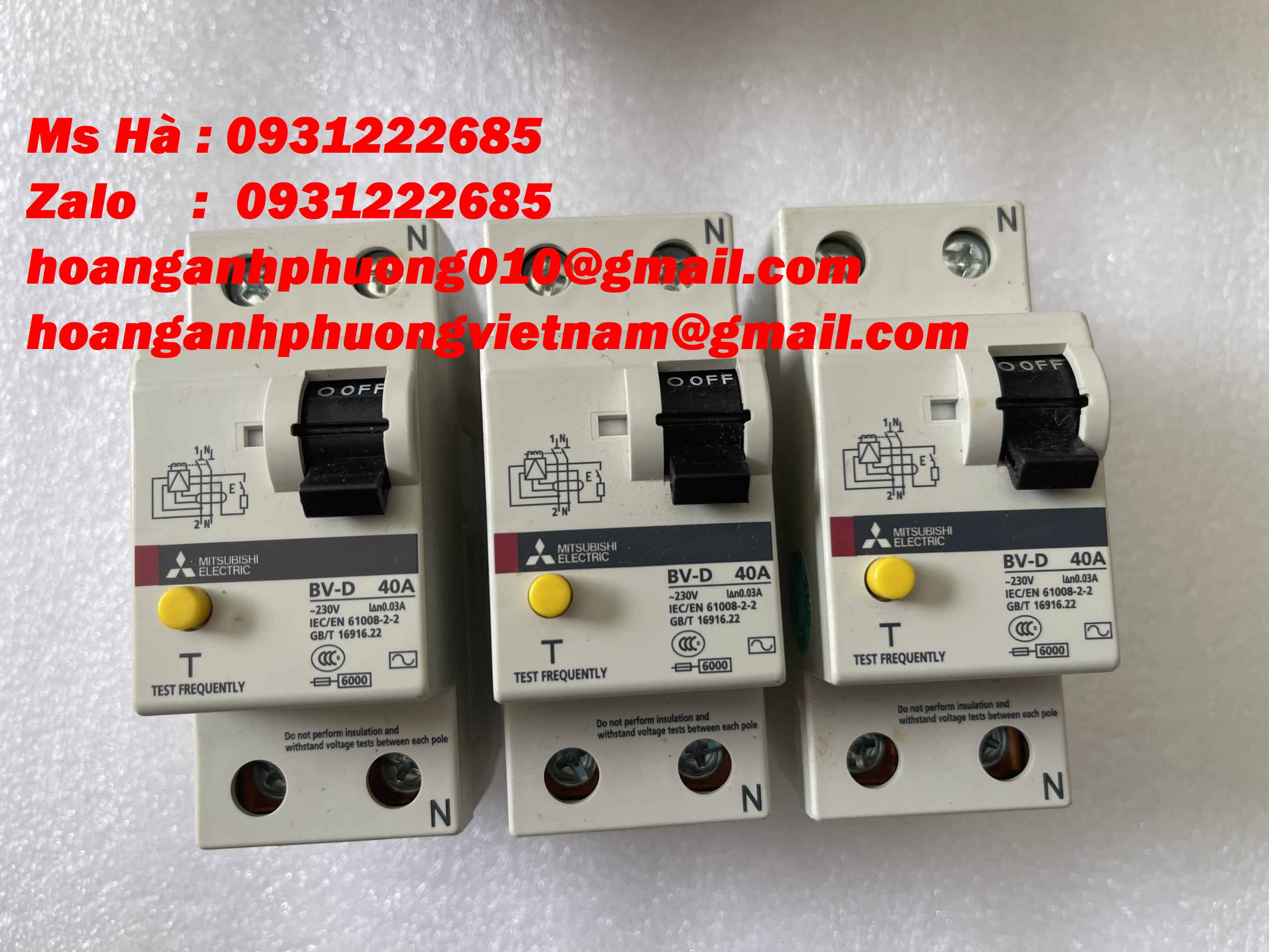 RCCB chống giật  hãng mitsubishi  BV-D  2p 40A