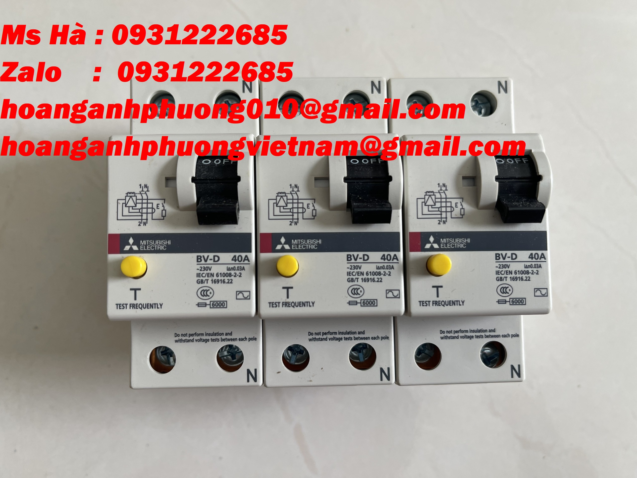 RCCB chống giật  hãng mitsubishi  BV-D  2p 40A