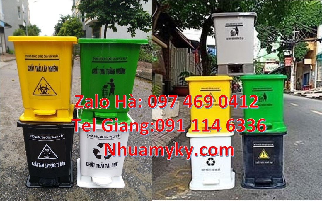 Bán thùng rác y tế cỡ nhỏ,thùng rác y tế 120l nắp hở đạp chân giá rẻ h