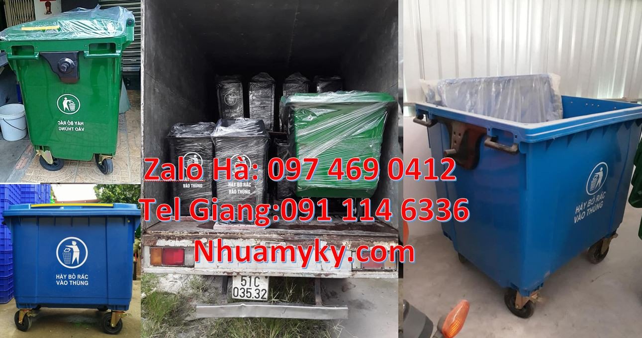 Bán xe thu gom rác cỡ lớn,xe thu gom rác 660l có 4 bánh xe cao su giá