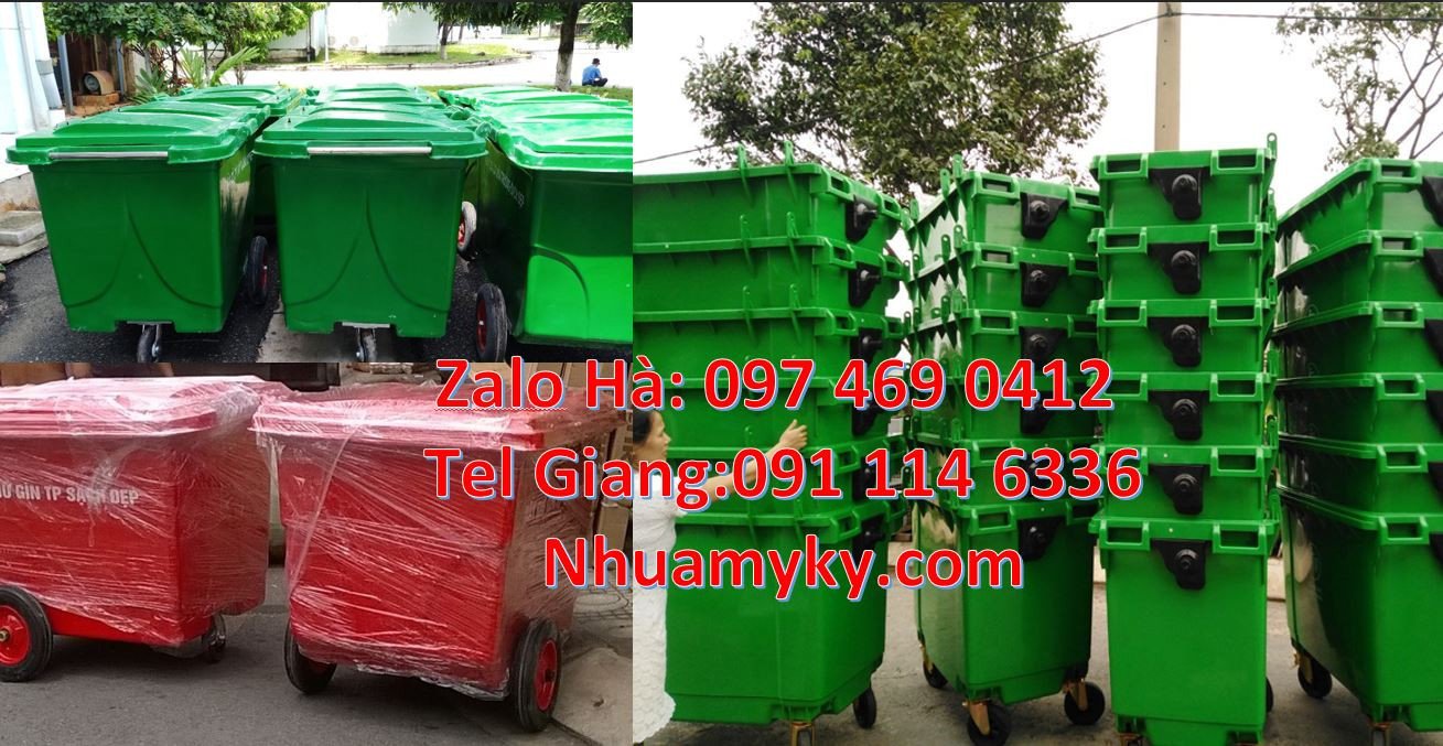 Bán xe thu gom rác cỡ lớn,xe thu gom rác 660l có 4 bánh xe cao su giá