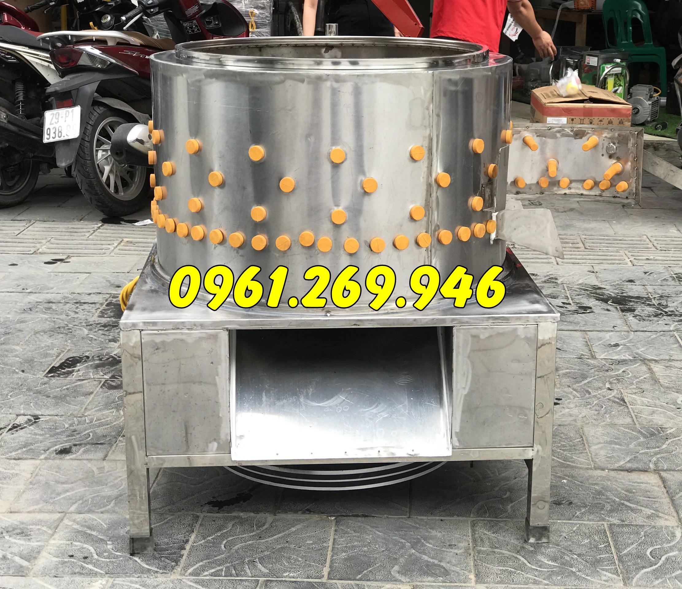 Máy lột da chân gà buly 400 rãnh đôi motor 3kw