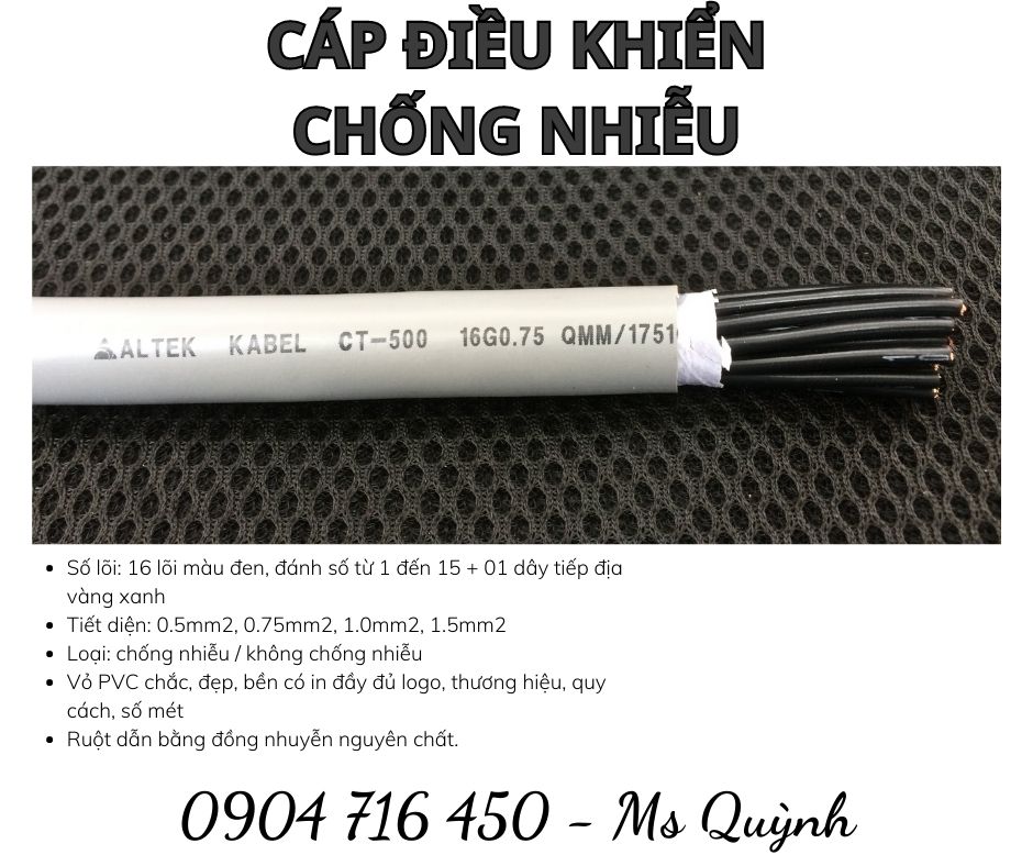 Cáp điều khiển, cáp tín hiệu 16x0.75 Altek Kabel