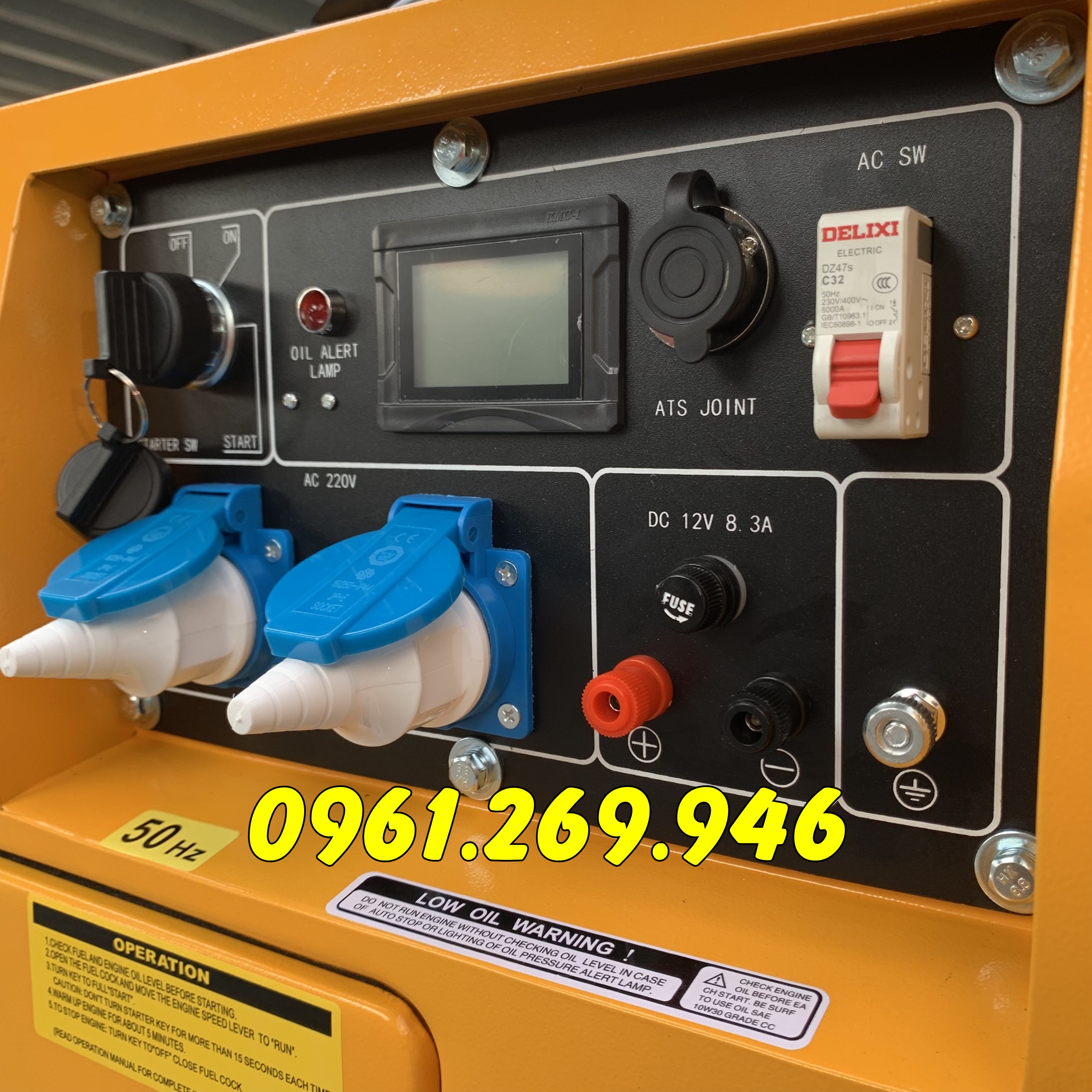 Máy phát điện 5kw chạy dầu Kama 6700T có vỏ chống ồn và cổng ATS