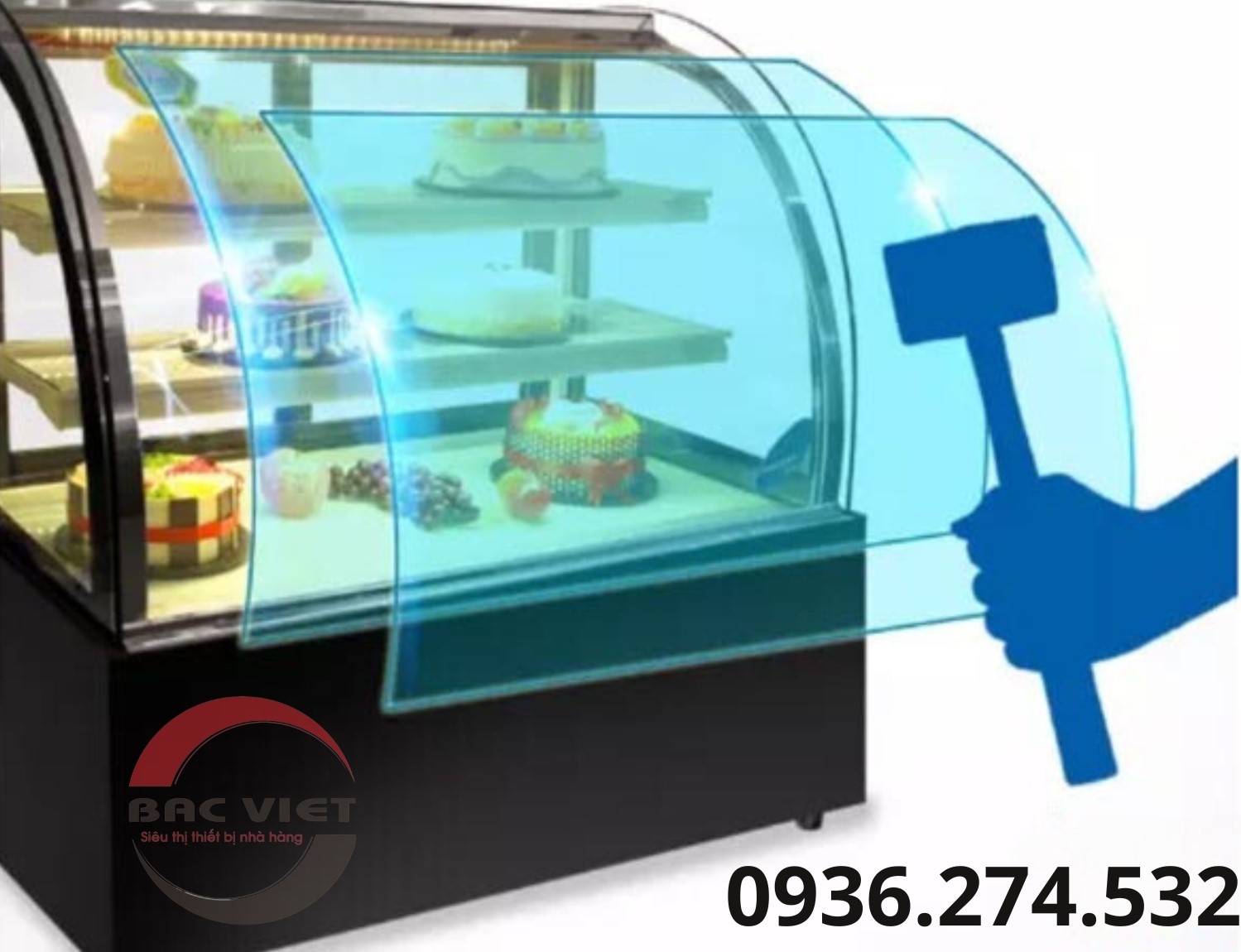 Tủ mát trưng bày và bảo quản banh kem, kinh cong dài 1m2