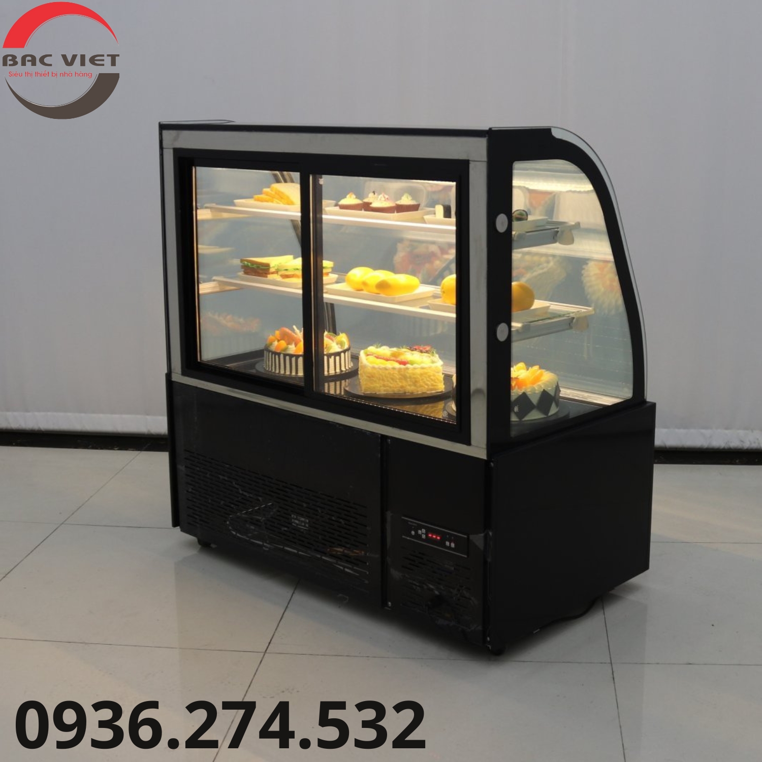 Tủ mát trưng bày và bảo quản banh kem, kinh cong dài 1m2