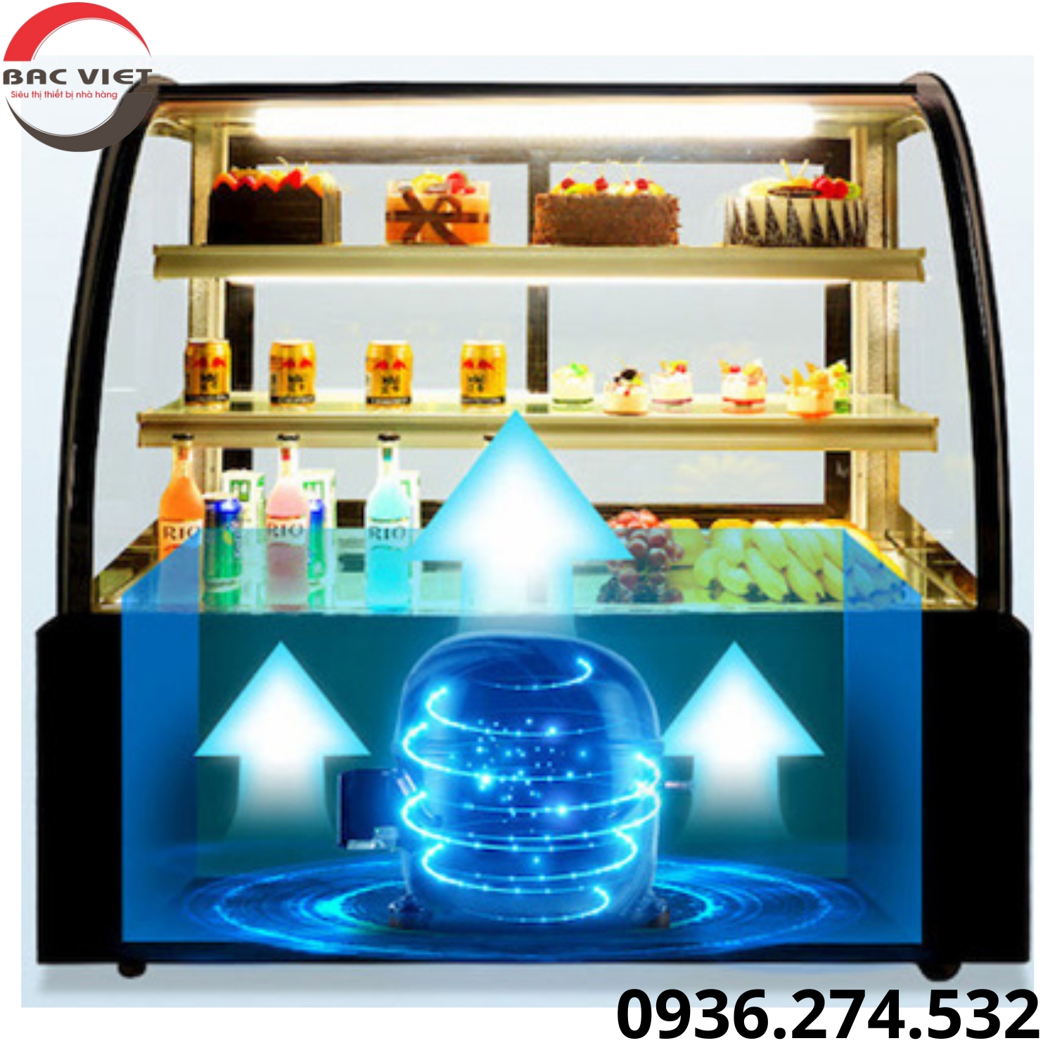 Tủ mát trưng bày và bảo quản banh kem, kinh cong dài 1m2
