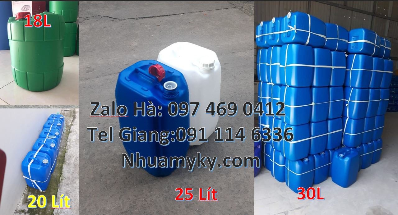 Bán can nhựa lớn đựng hóa chất công nghiệp,can nhựa xanh hdpe 30l mới