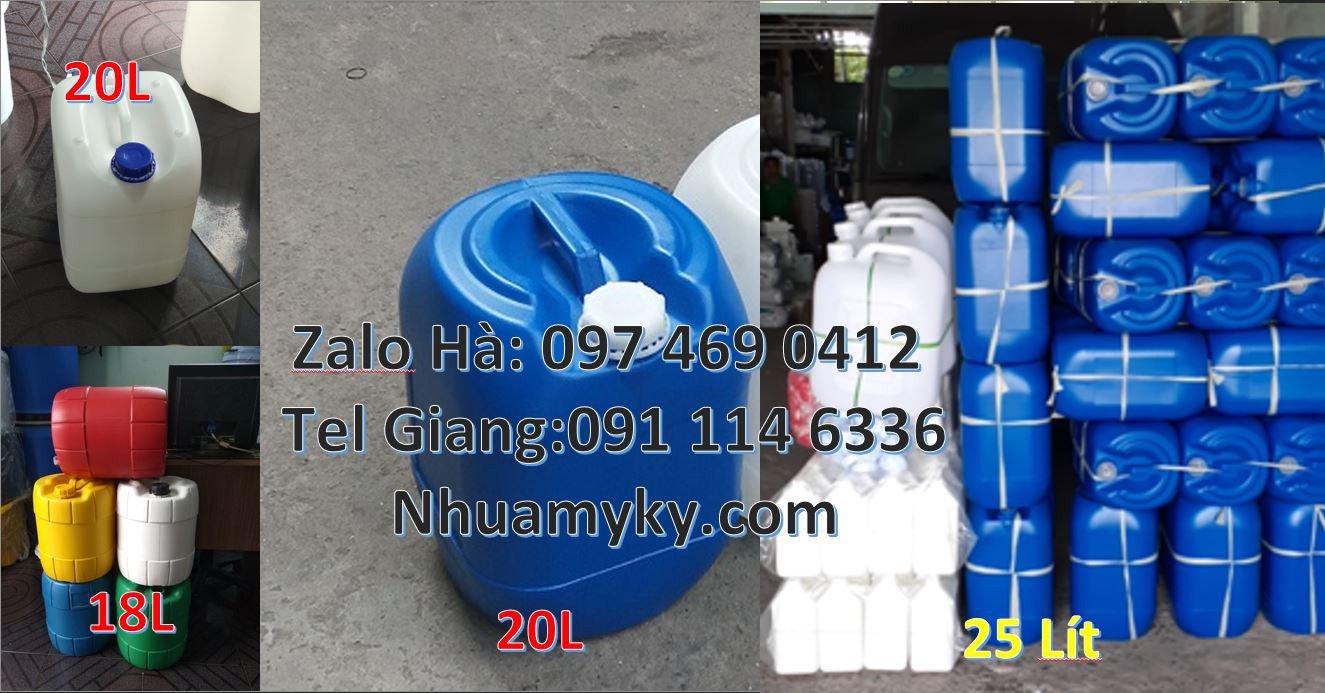 Bán can nhựa lớn đựng hóa chất công nghiệp,can nhựa xanh hdpe 30l mới