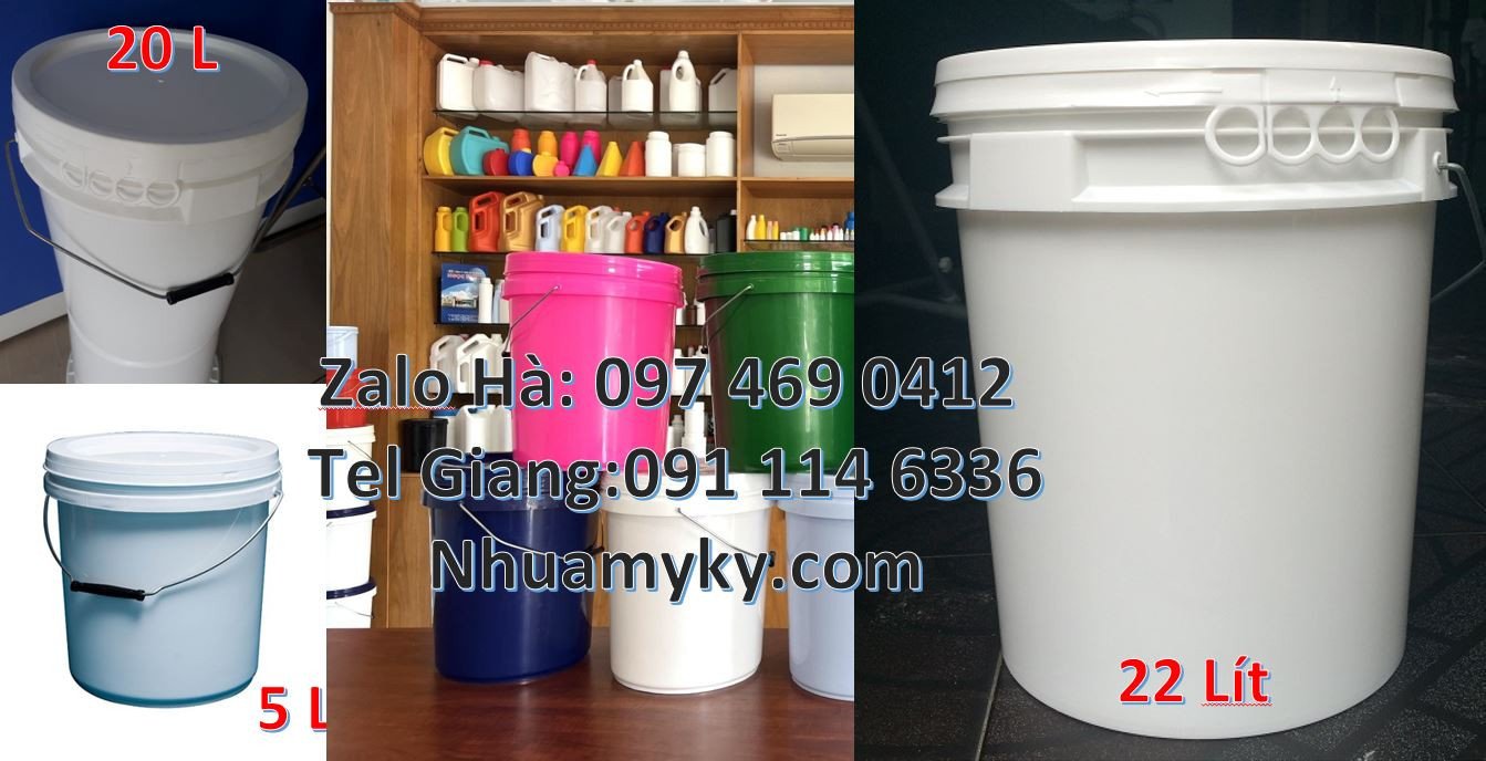 Bán thùng đựng sơn 20l màu đổ,vỏ thùng sơn 25l nắp chiết rót,xô nhựa