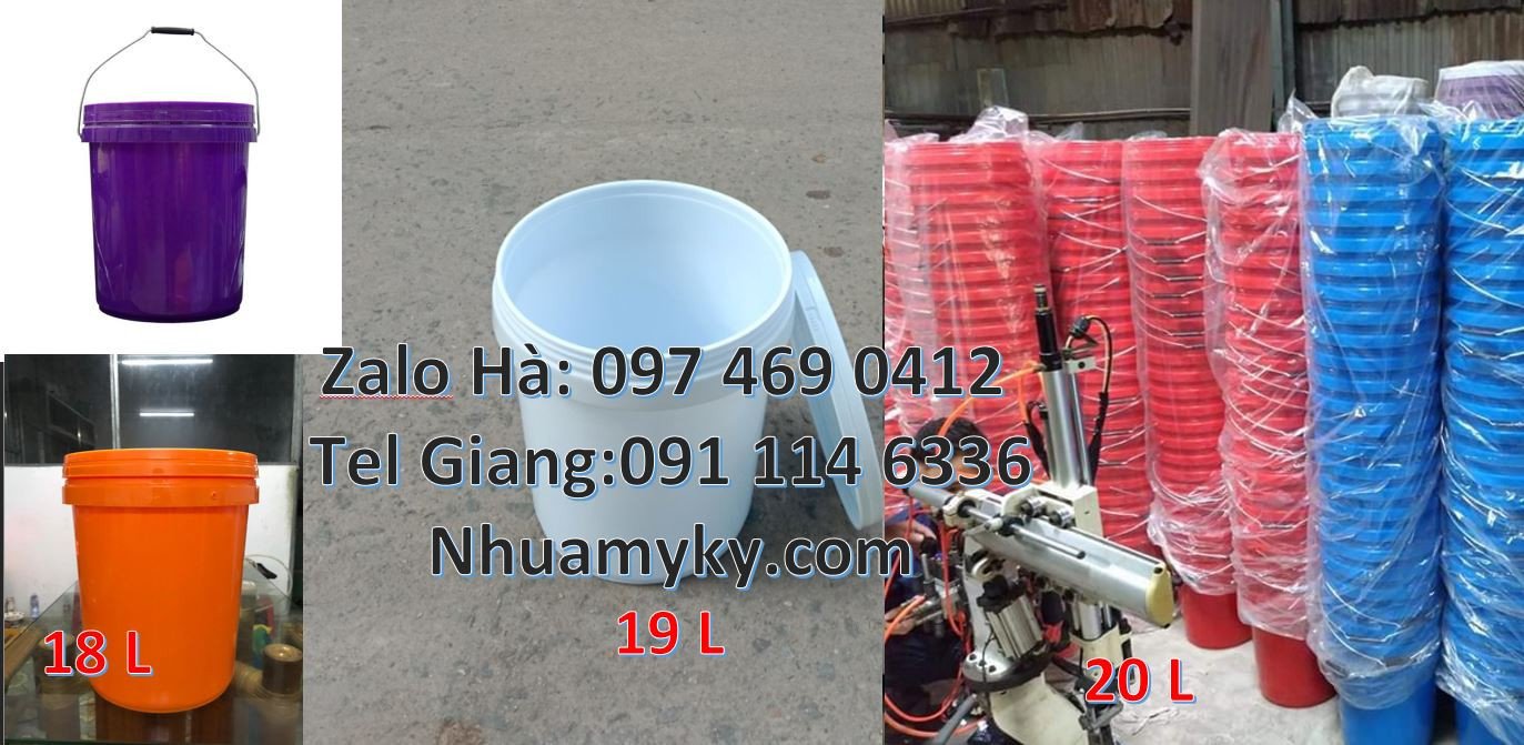 Bán thùng đựng sơn 20l màu đổ,vỏ thùng sơn 25l nắp chiết rót,xô nhựa