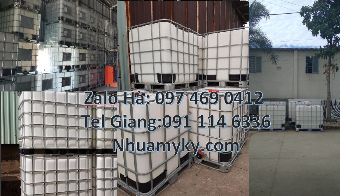 Bán thùng nhựa vuông có khung thép,tank nhựa 1000l màu trắng,ibc 1000l