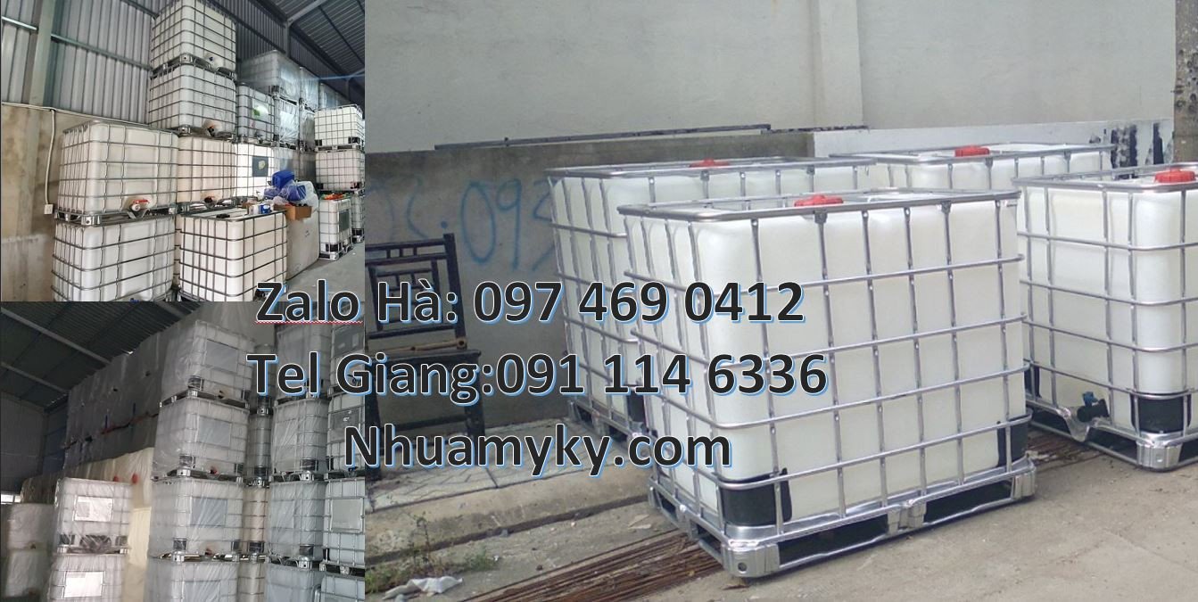 Bán thùng nhựa vuông có khung thép,tank nhựa 1000l màu trắng,ibc 1000l