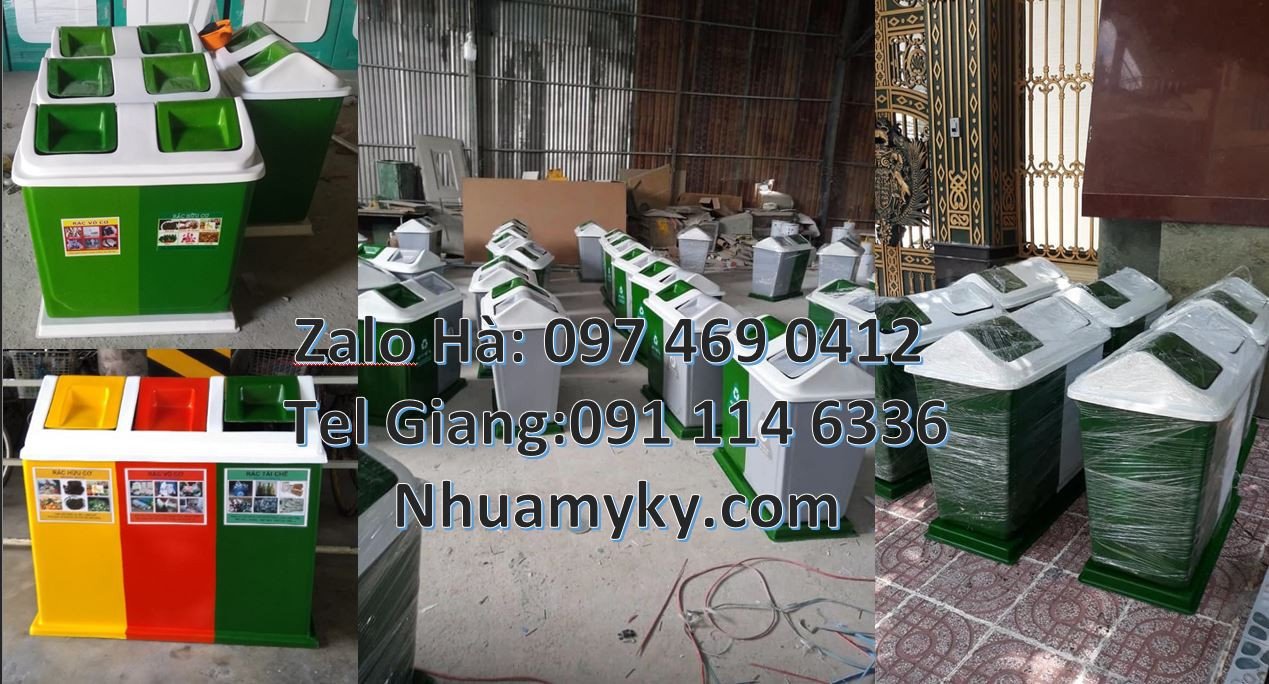 Bán thùng rác nhựa nắp lật 2 ngăn,thùng rác 3 ngăn 3 màu giá rẻ mới