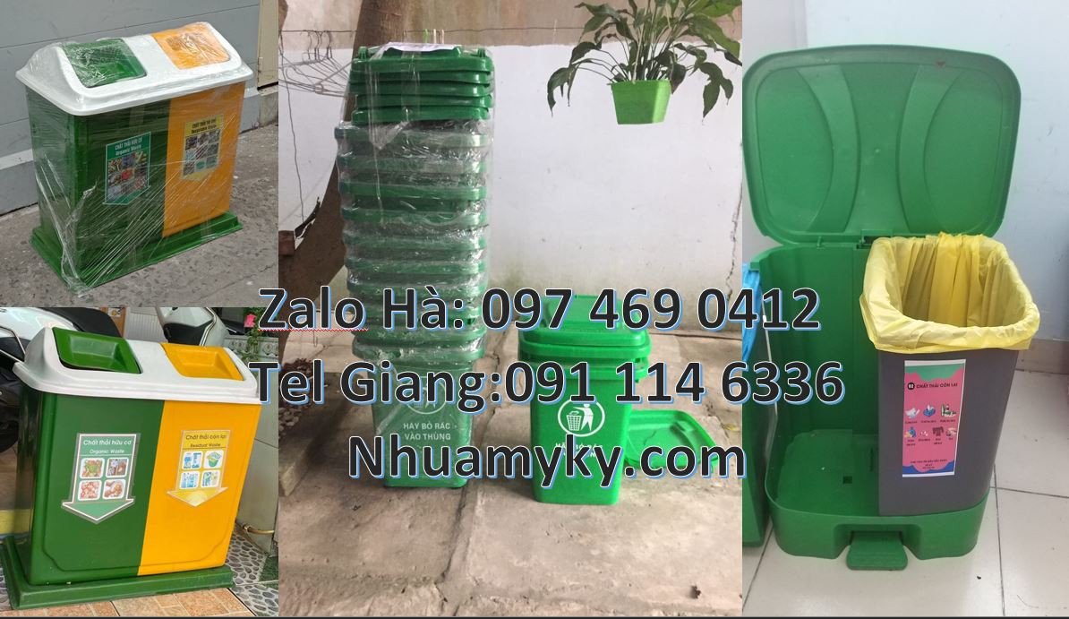 Bán thùng rác nhựa nắp lật 2 ngăn,thùng rác 3 ngăn 3 màu giá rẻ mới