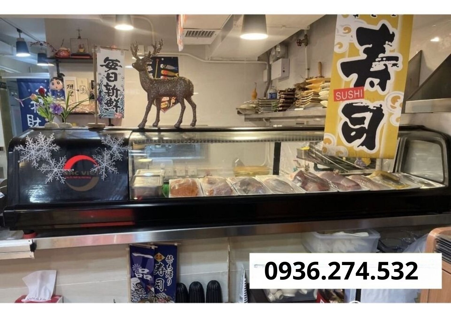 Tủ trưng bày và bảo quan Sushi 1 tầng cao cấp dài 1m8