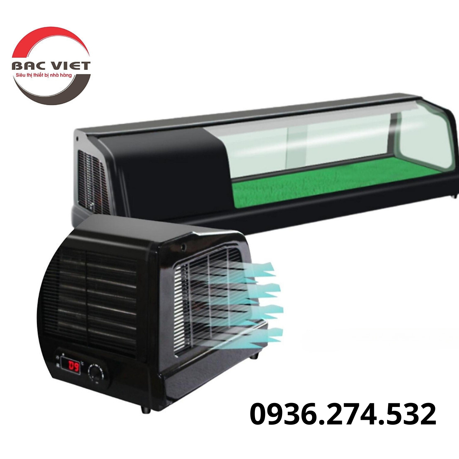 Tủ trưng bày và bảo quan Sushi 1 tầng cao cấp dài 1m8