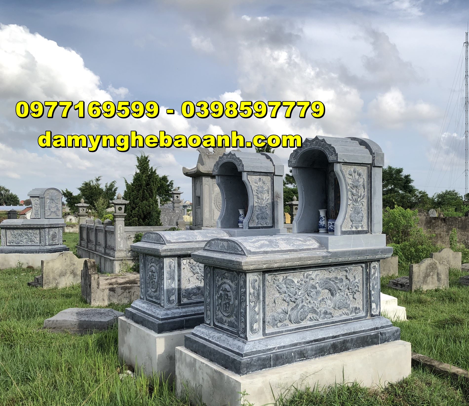 hoàn thiện lắp đặt mộ đá tam sơn cho gia chủ trong cà mau
