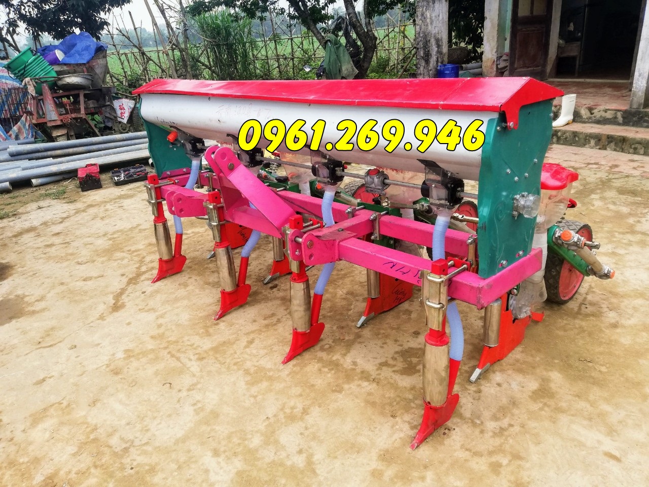 Máy gieo hạt đậu, lạc, ngô 4 hàng bón phân dùng cho máy kéo 25-40HP