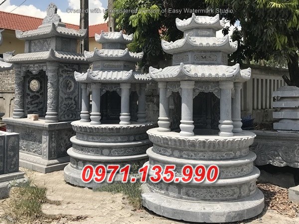 Mộ đá tròn - Mẫu mộ hình lục lăng bát giác bằng đá đẹp bán Huế