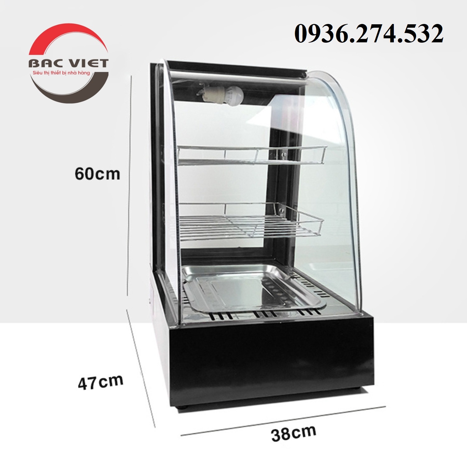 Tủ trưng bày giữ nóng đồ ăn nhanh 1 khay