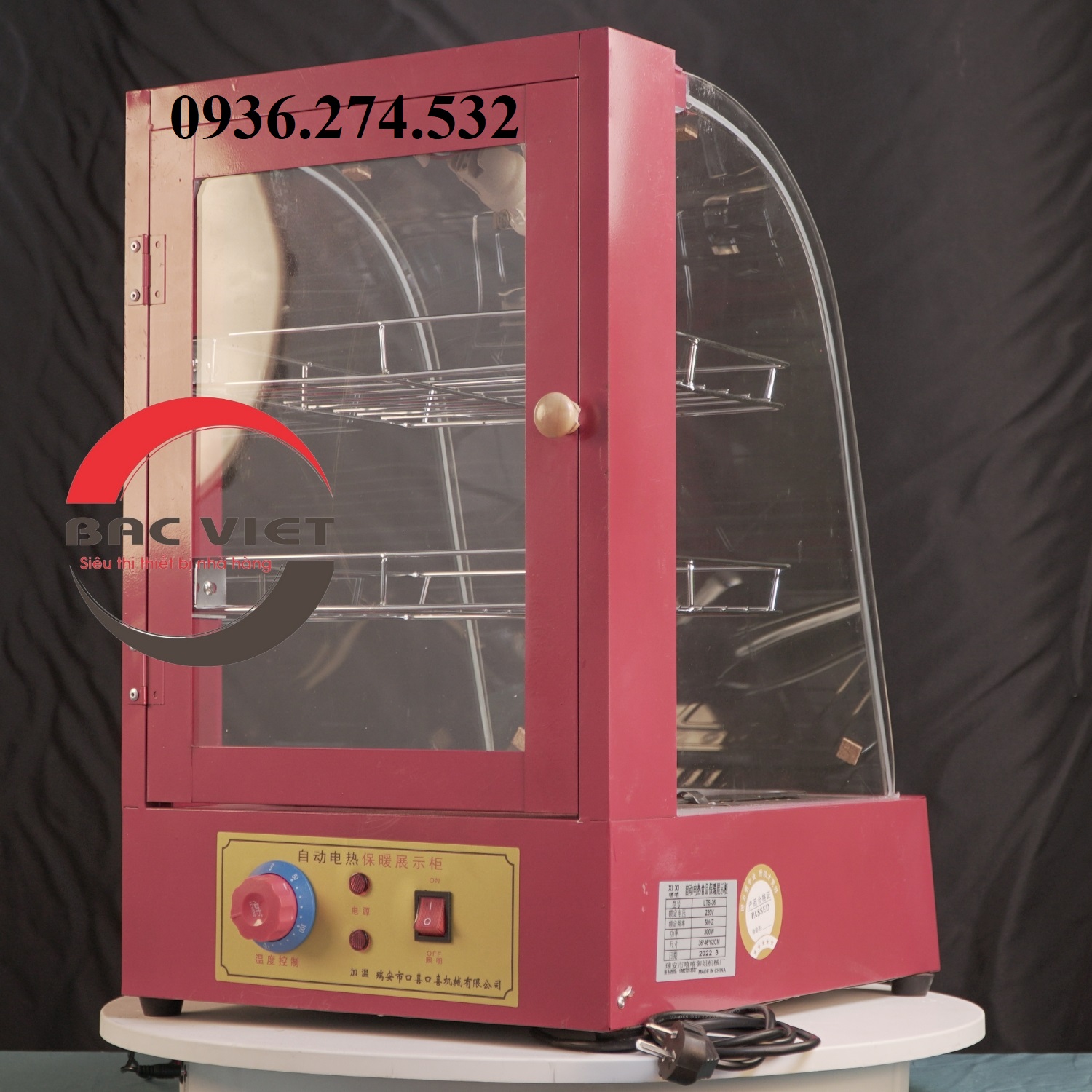 Tủ trưng bày giữ nóng đồ ăn nhanh 1 khay