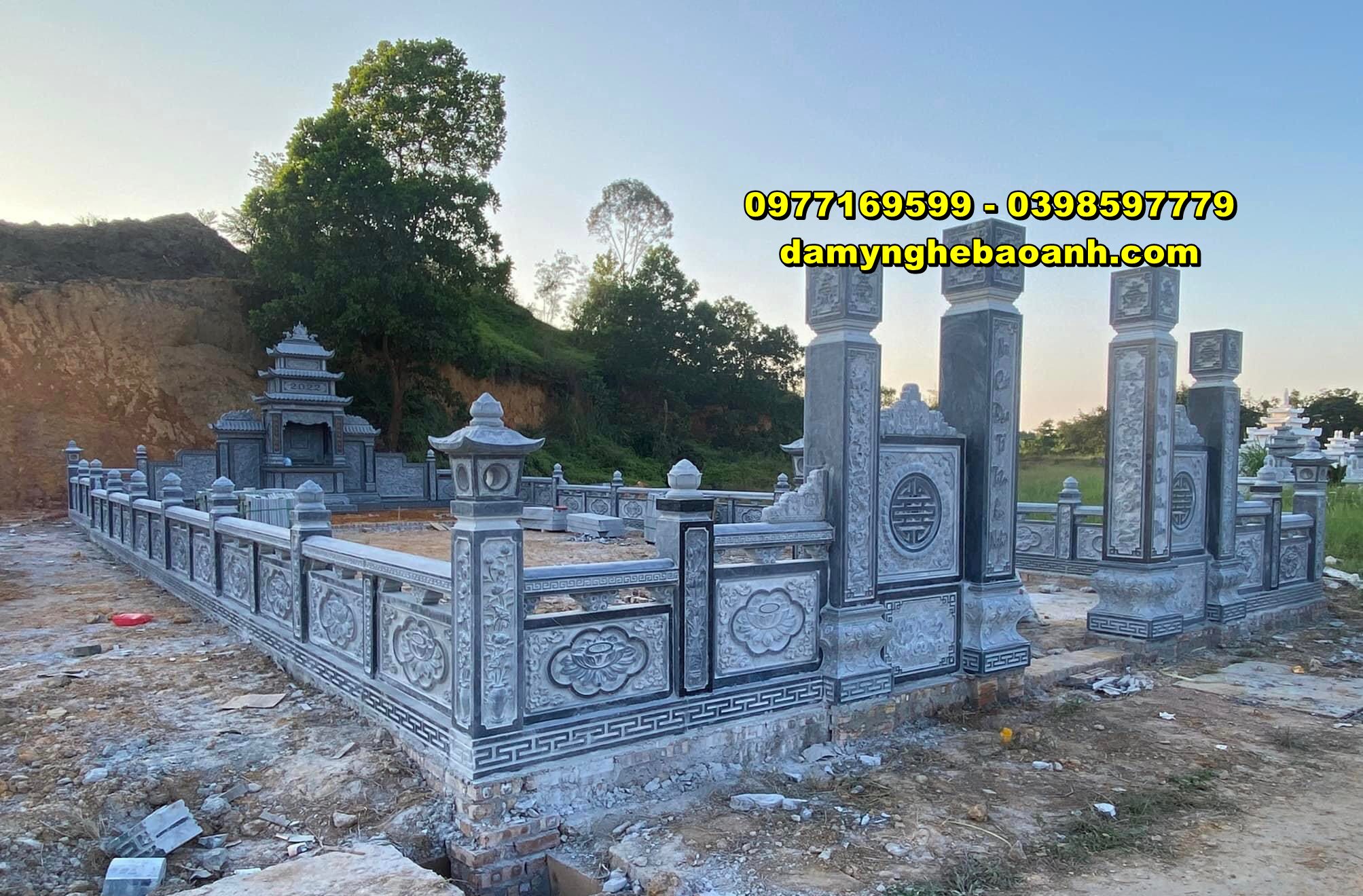 tu sửa khu lăng mộ bằng đá nguyên khối cho tổ tiên tại nghệ an 002