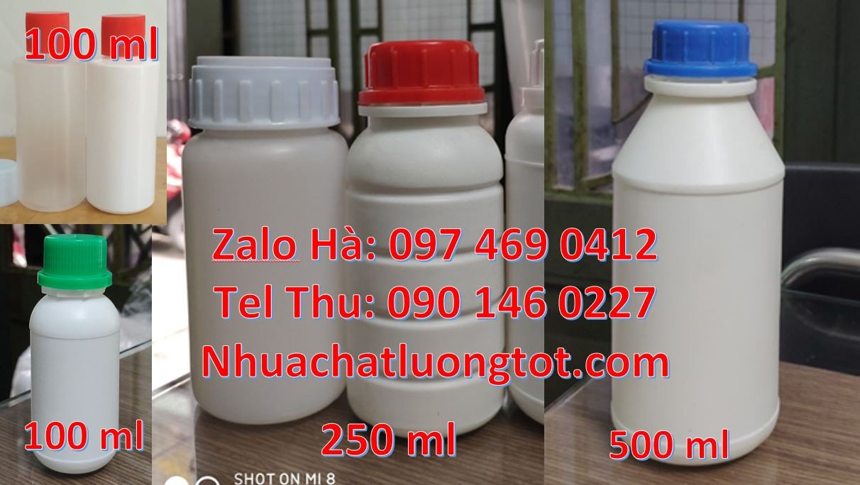 Bán chai nhựa 500ml miệng nhỏ,chai nhựa 250ml trắng đục nắp màu đỏ xan