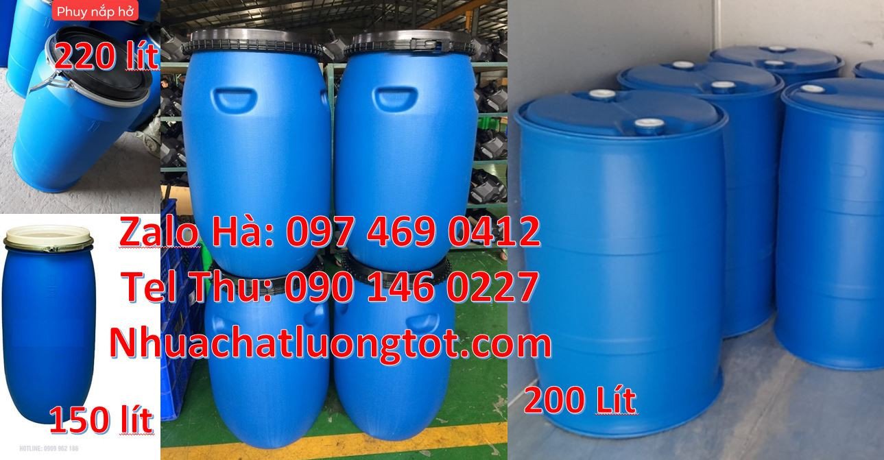 Bán thùng phuy nhựa 200l,phuy nhựa 150l nắp hở,phuy nhựa màu xanh rẻ