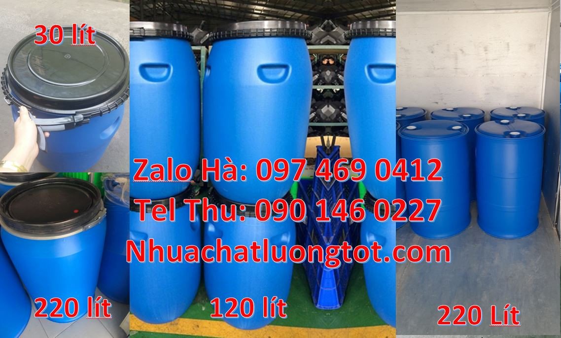 Bán thùng phuy nhựa 200l,phuy nhựa 150l nắp hở,phuy nhựa màu xanh rẻ