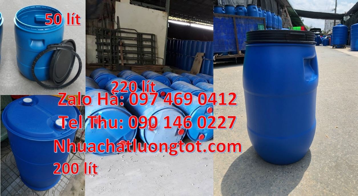 Bán thùng phuy nhựa 200l,phuy nhựa 150l nắp hở,phuy nhựa màu xanh rẻ