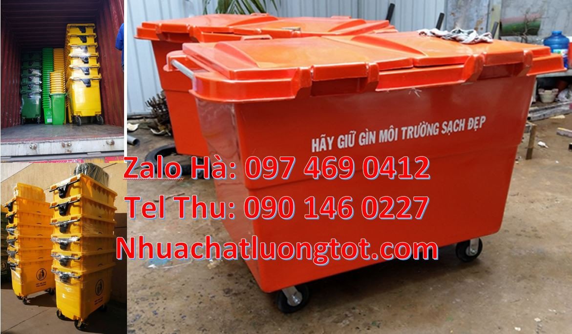 Bán xe thu gom rác cỡ lớn 1000l,xe thu gom rác 660l bánh hơi giá rẻ hc