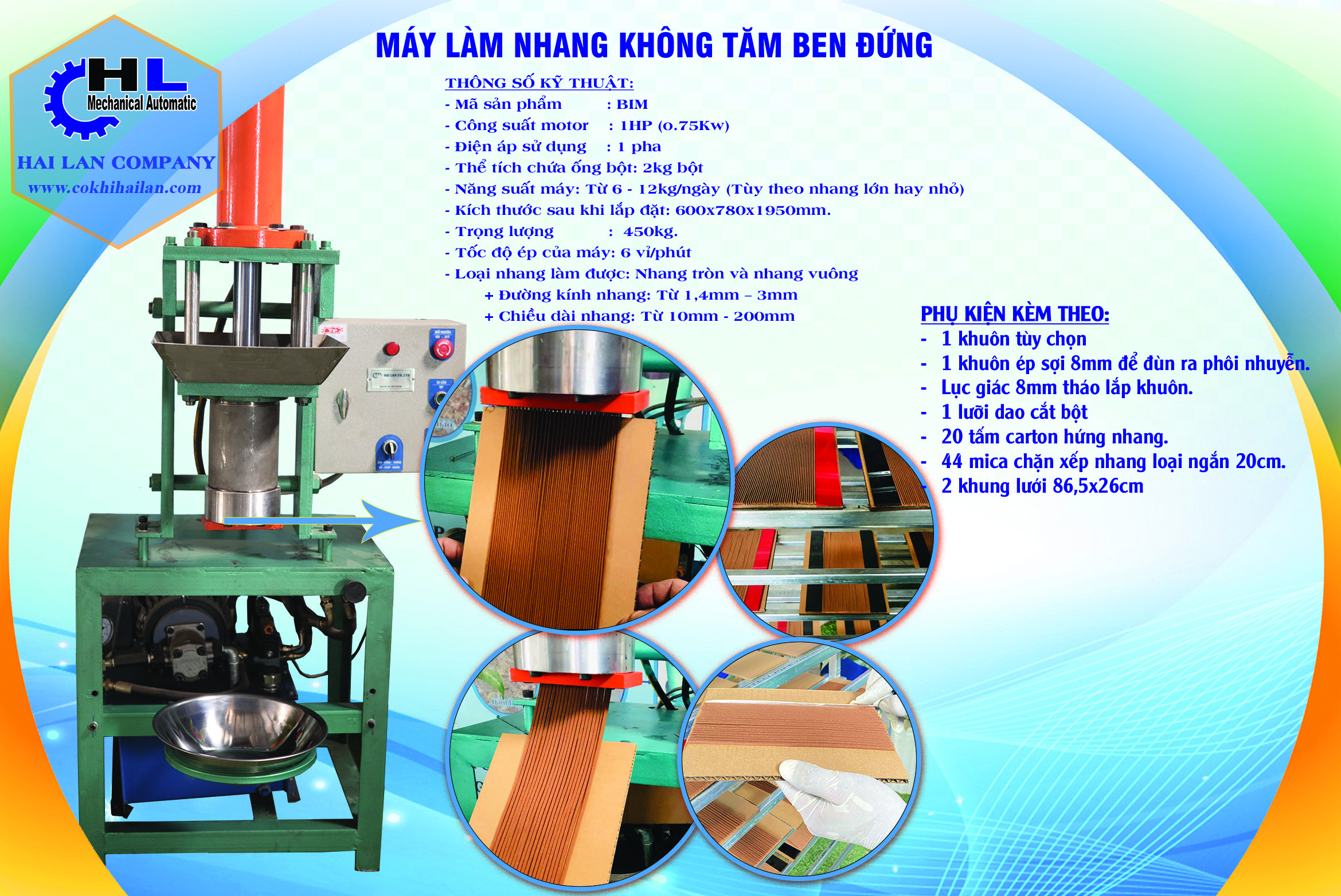 Máy làm nhang không tăm thủy lực ben đứng