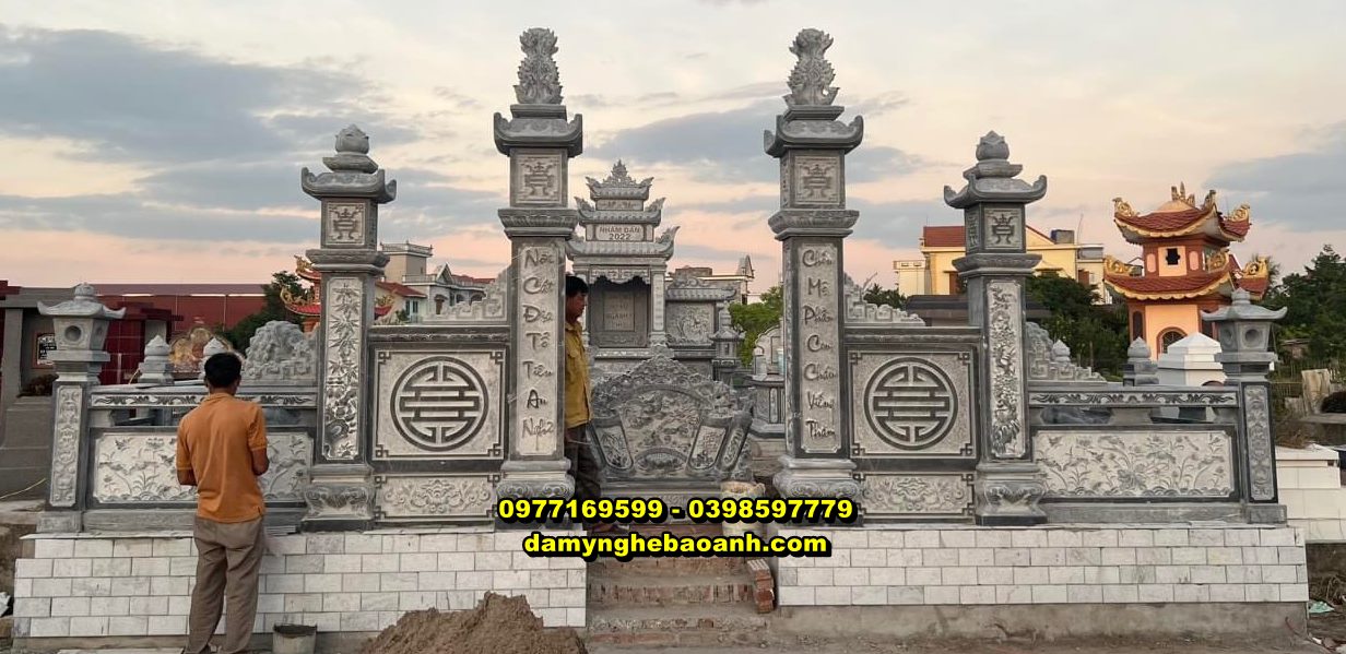 đà nẵng tu sửa làm mới khu lăng mộ bằng đá nguyên khối đẹp cho tổ tiên