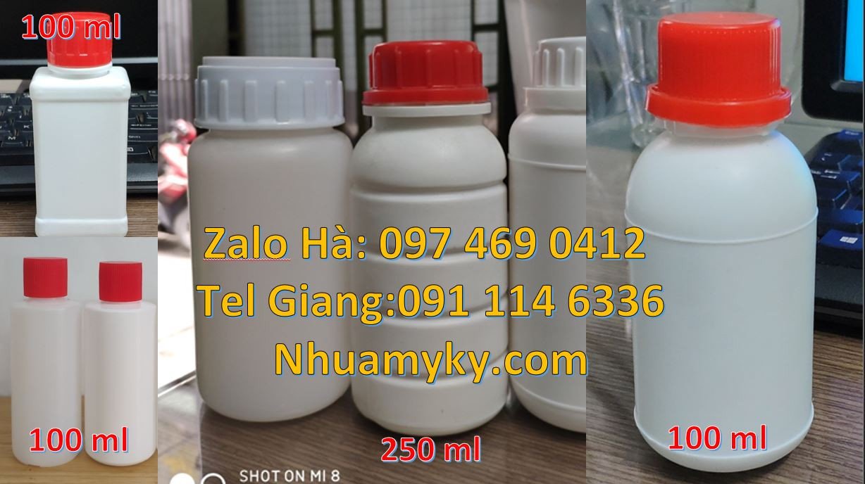 Bán chai nhựa 250ml đựng hóa chất,chai nhựa 100ml nắp vặn miệng nhỏ