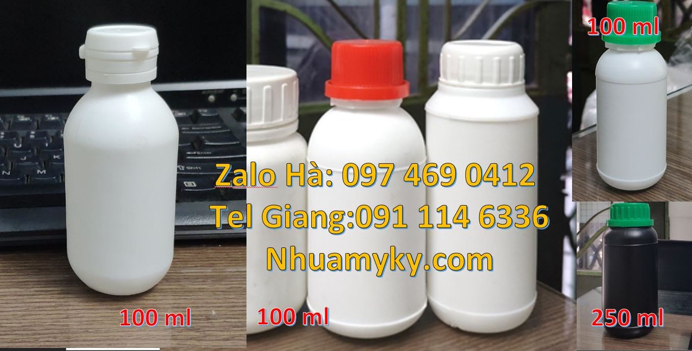 Bán chai nhựa 250ml đựng hóa chất,chai nhựa 100ml nắp vặn miệng nhỏ