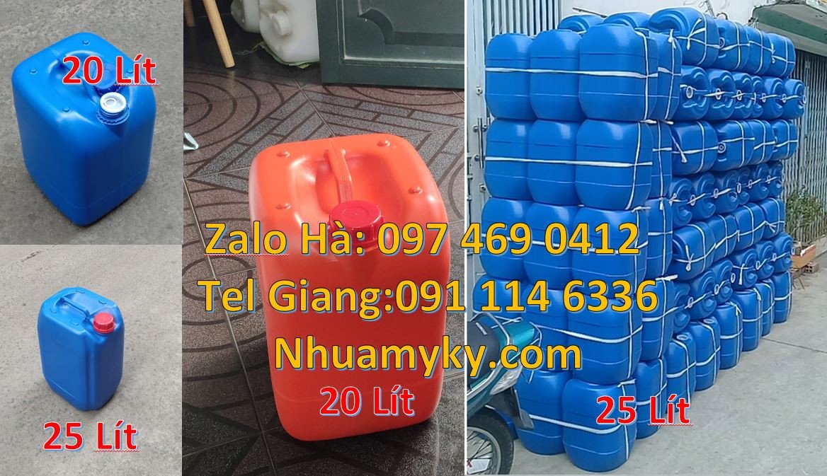 Bán can nhựa 25l màu trắng,can nhựa 30l dẹp đựng hóa chất,can nhựa đỏ