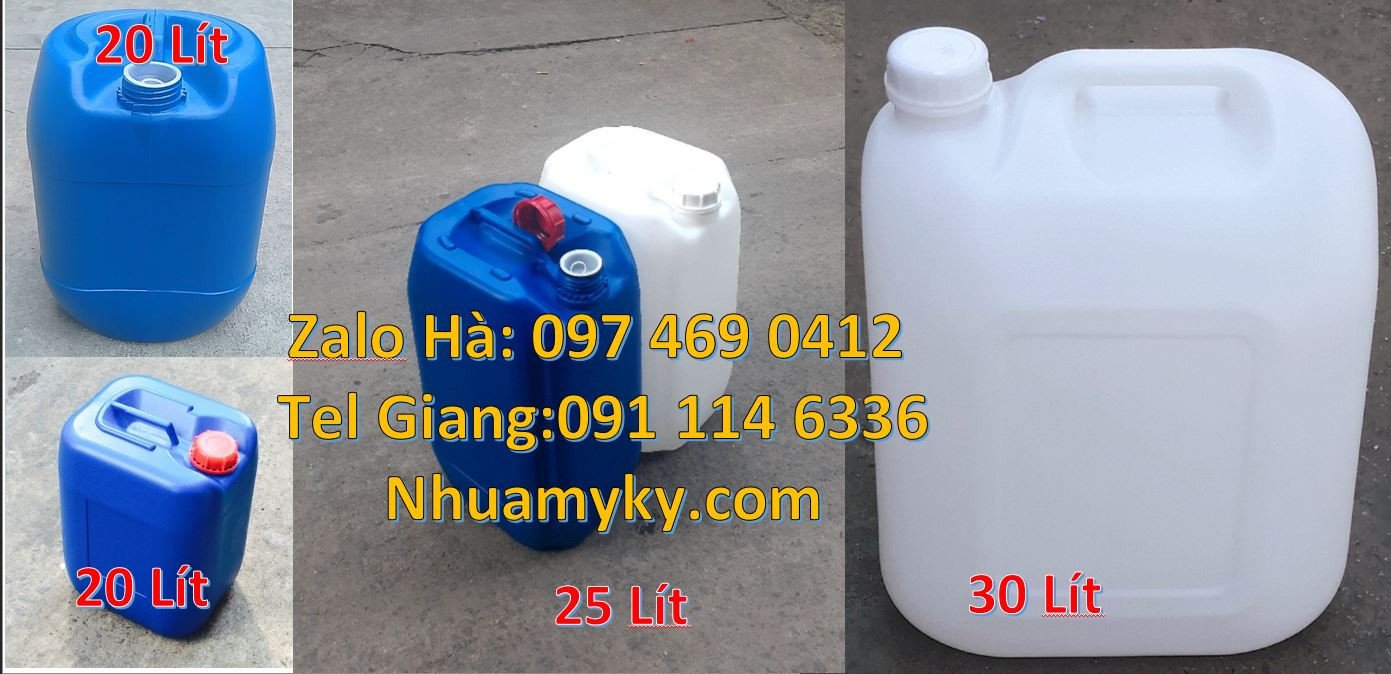 Bán can nhựa 25l màu trắng,can nhựa 30l dẹp đựng hóa chất,can nhựa đỏ