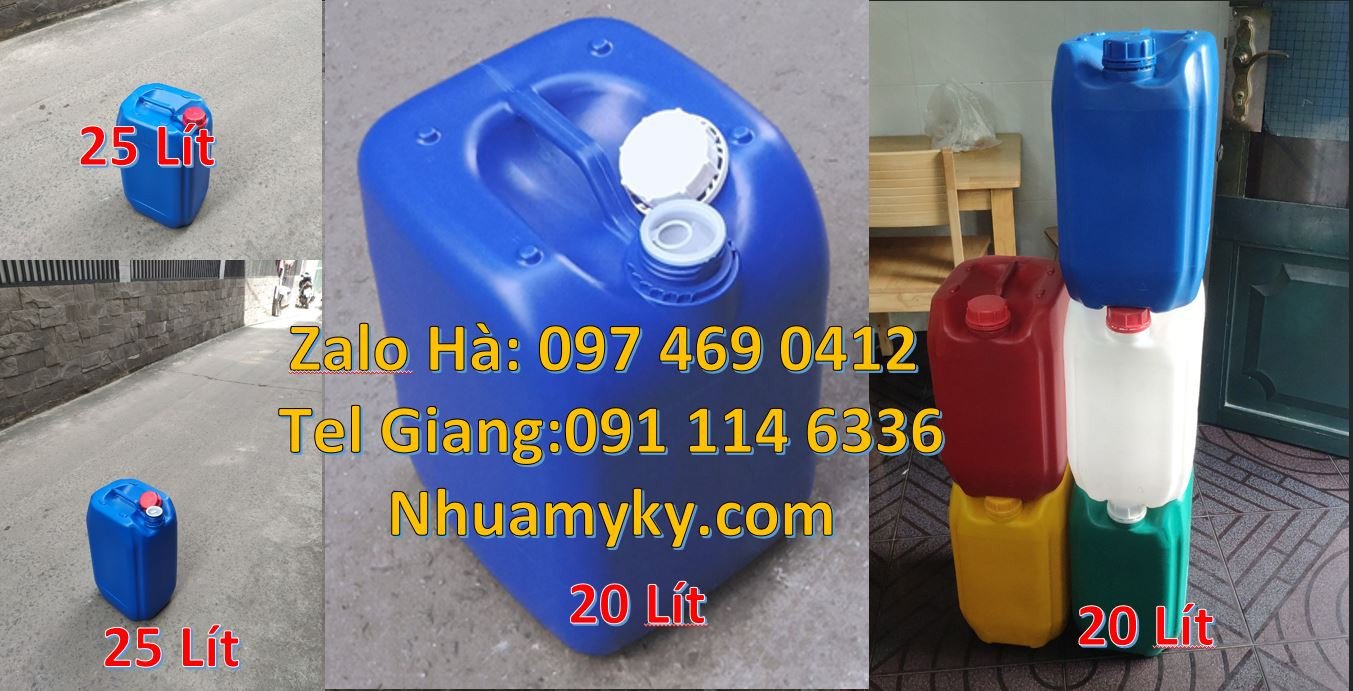 Bán can nhựa 25l màu trắng,can nhựa 30l dẹp đựng hóa chất,can nhựa đỏ